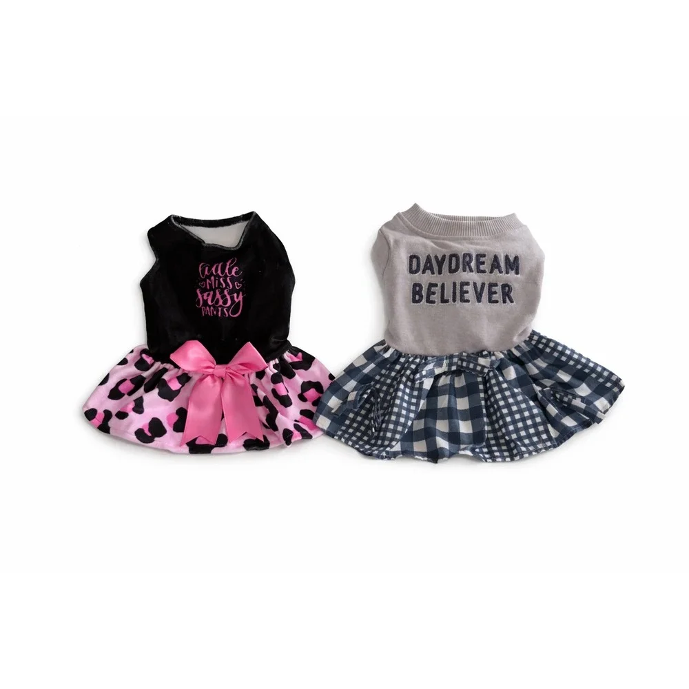Small Dog Dress Lot 2 Skirted Outfits Pink Bow Daydream